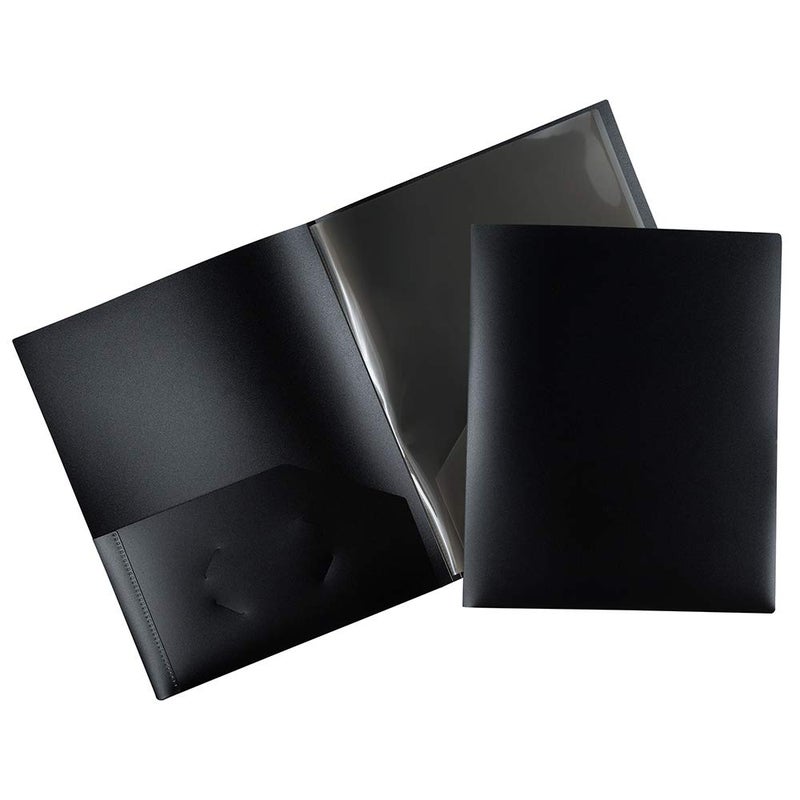 JAM PAPER Heavy Duty Plastic Multi Pocket Folders - 6 Pocket Organizer - Black - 2/Pack - Image 2